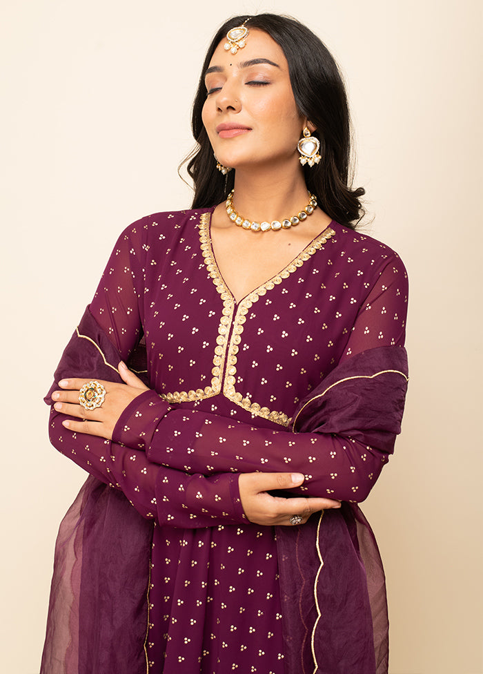 Burgundy Readymade Georgette Indian Dress - Indian Silk House Agencies