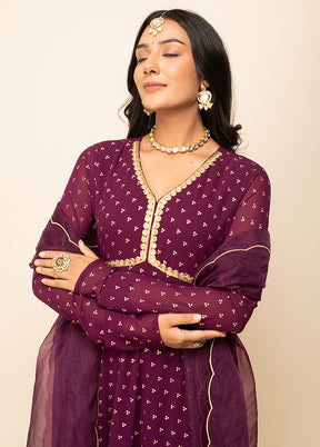 Burgundy Readymade Georgette Indian Dress - Indian Silk House Agencies