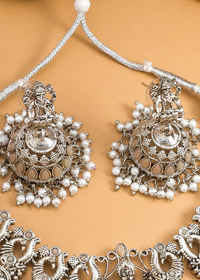 Multicolor Oxidised Stones And Beads Work Necklace Set - Indian Silk House Agencies