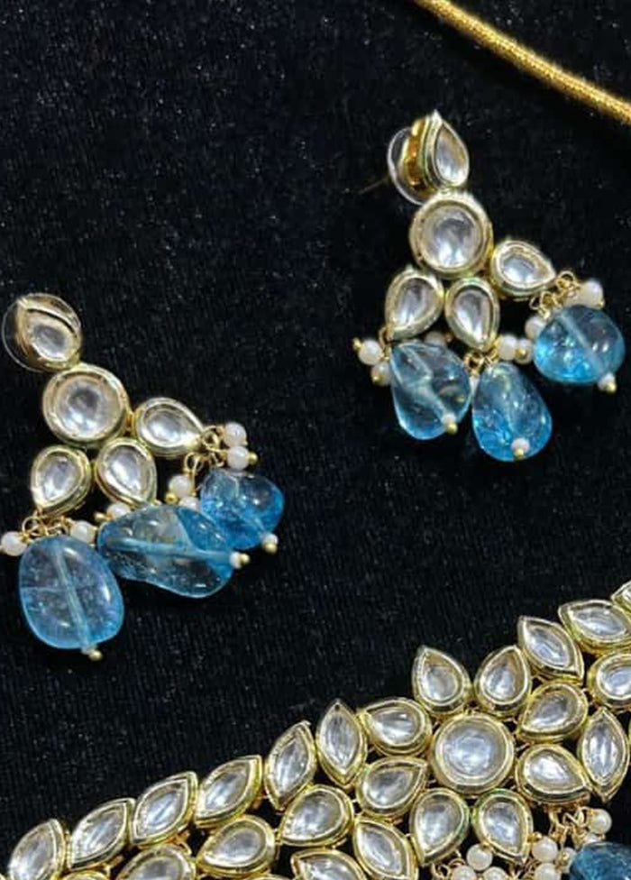 Blue Kundan Antique Necklace Set - Indian Silk House Agencies
