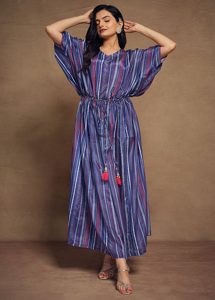 3 Pc Blue Readymade Silk Suit Set - Indian Silk House Agencies