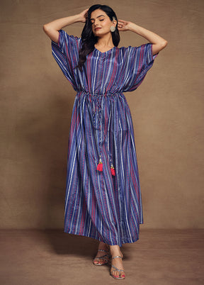 3 Pc Blue Readymade Silk Suit Set - Indian Silk House Agencies