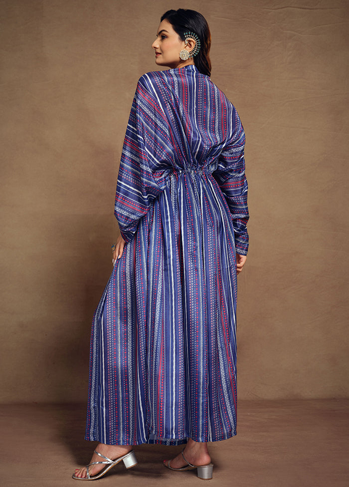 3 Pc Blue Readymade Silk Suit Set - Indian Silk House Agencies