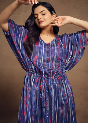 3 Pc Blue Readymade Silk Suit Set - Indian Silk House Agencies