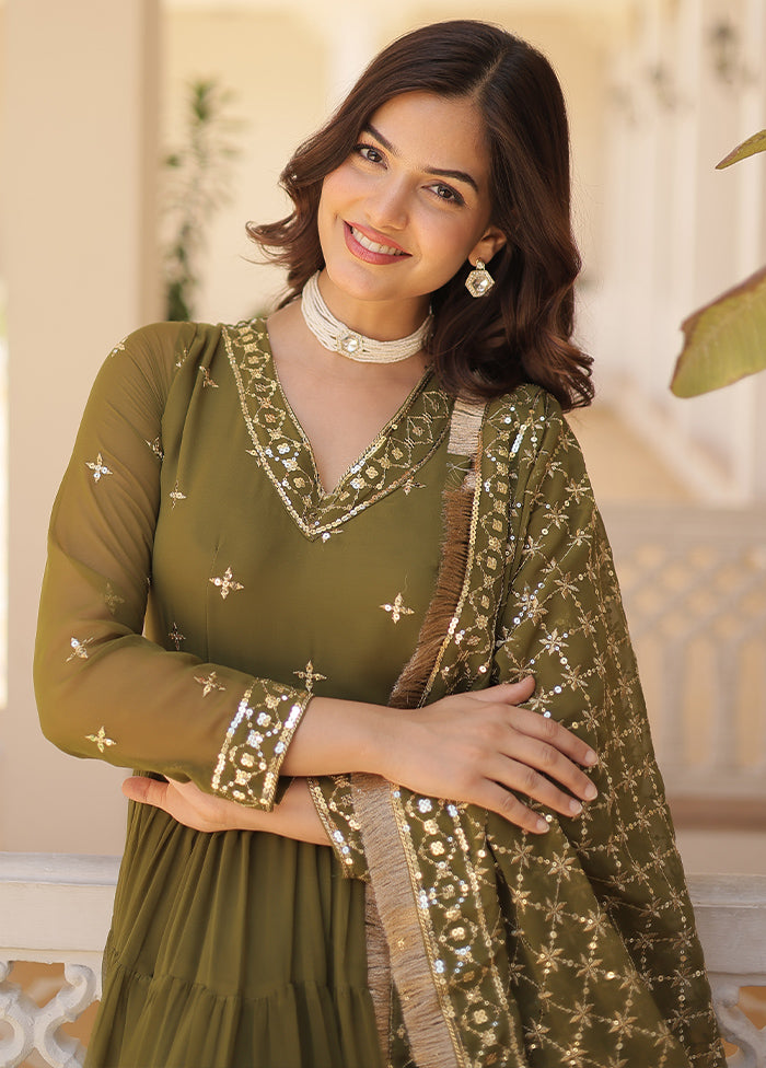 Mehendi Readymade Georgette Indian Dress - Indian Silk House Agencies