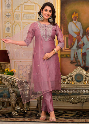 3 Pc Pink Readymade Cotton Dupatta Suit Set