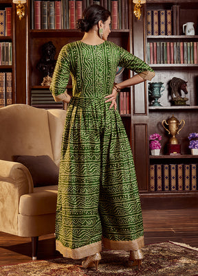 2 Pc Green Readymade Cotton Kurti Set