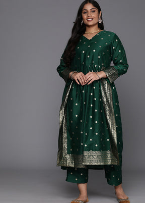 2 Pc Green Readymade Chanderi Kurti Set