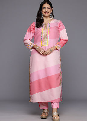 2 Pc Pink Readymade Silk Kurti Set
