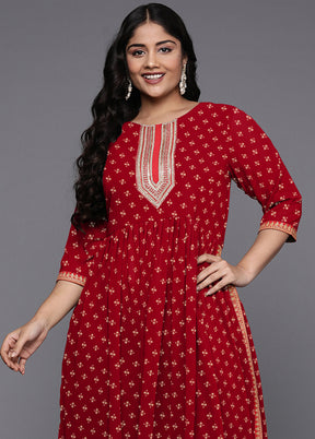 2 Pc Maroon Readymade Georgette Kurti Set