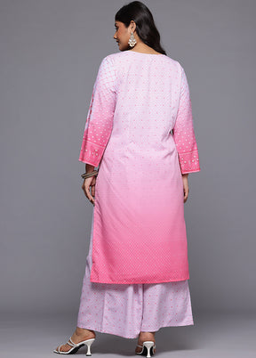 2 Pc Pink Readymade Silk Kurti Set