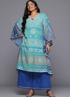 2 Pc Blue Readymade Georgette Kurti Set