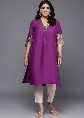Purple Readymade Silk Kurti