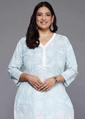 Blue Readymade Cotton Kurti