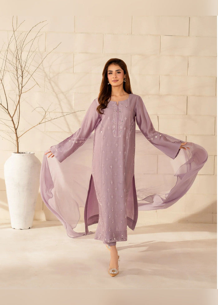 3 Pc Lavender Silk Suit Set