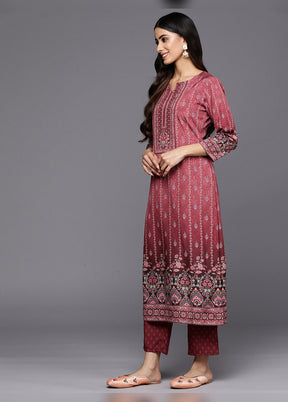 3 Pc Maroon Cotton Suit Set