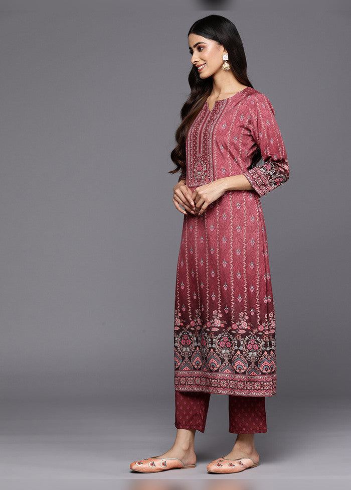 3 Pc Maroon Cotton Suit Set
