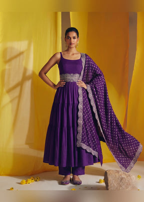 3 Pc Purple Silk Suit Set