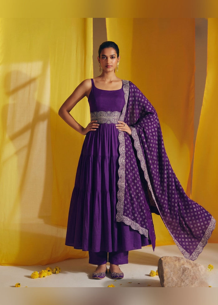 3 Pc Purple Silk Suit Set