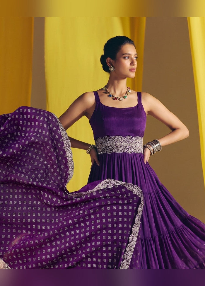 3 Pc Purple Silk Suit Set