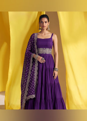 3 Pc Purple Silk Suit Set