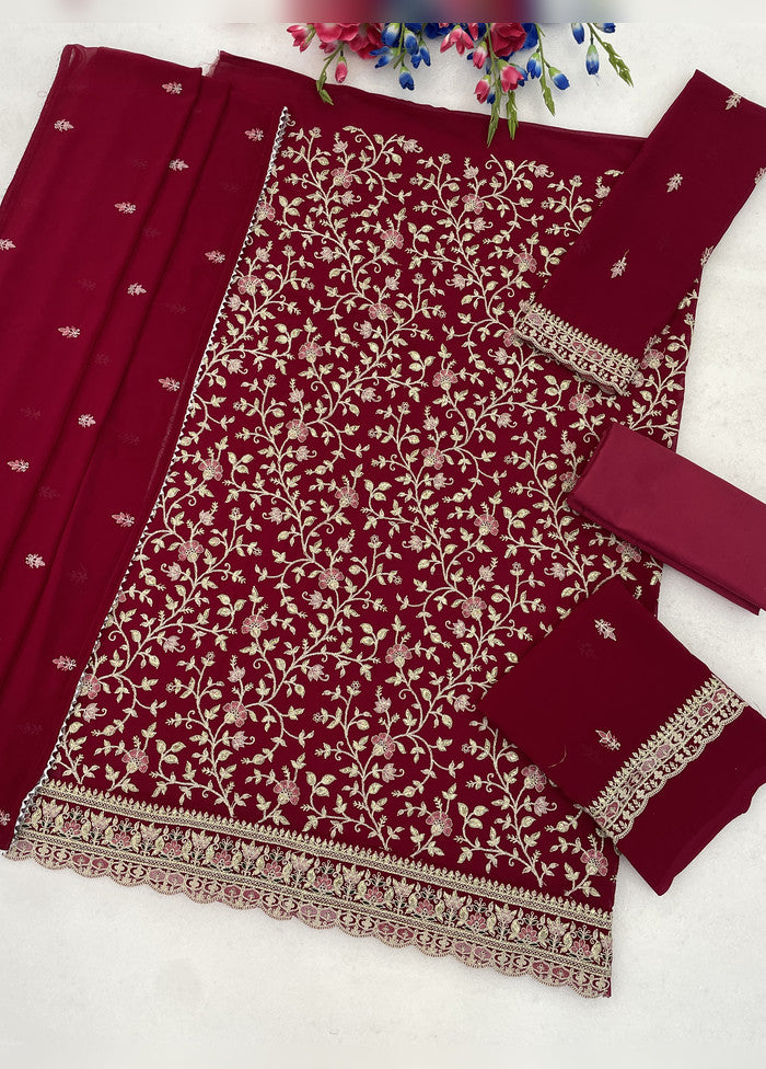 3 Pc Magenta Georgette Suit Set