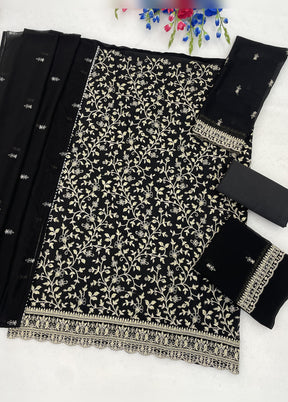 3 Pc Black Georgette Suit Set