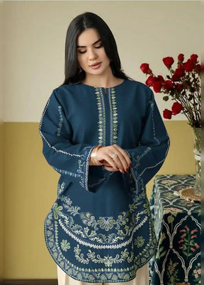 3 Pc Teal Blue Silk Suit Set
