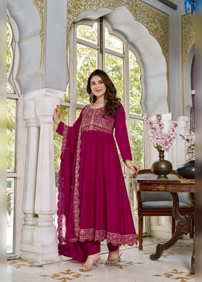 3 Pc Burgundy Silk Suit Set