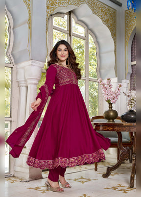 3 Pc Burgundy Silk Suit Set