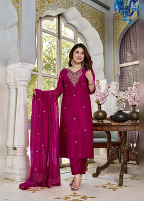 3 Pc Pink Silk Suit Set