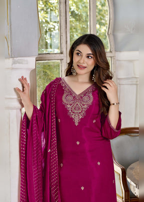 3 Pc Pink Silk Suit Set
