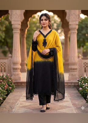 3 Pc Yellow Silk Suit Set
