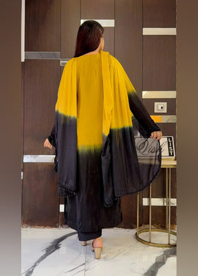 3 Pc Yellow Silk Suit Set