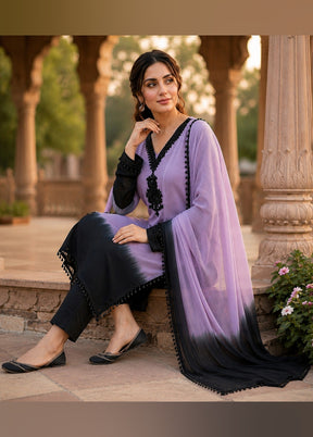 3 Pc Lavender Silk Suit Set