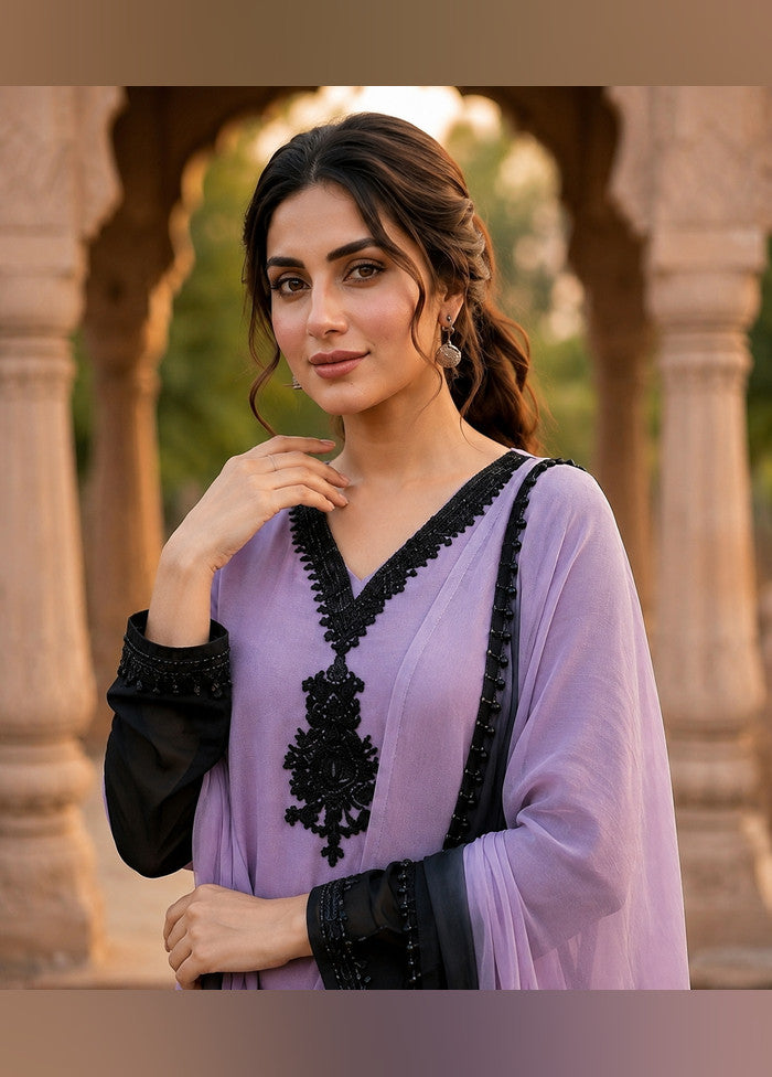 3 Pc Lavender Silk Suit Set