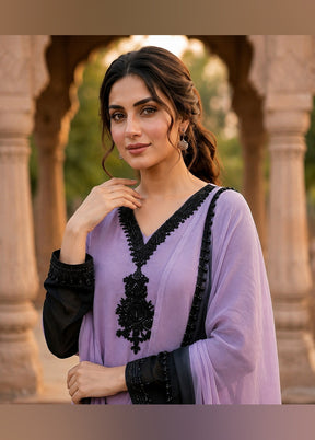 3 Pc Lavender Silk Suit Set
