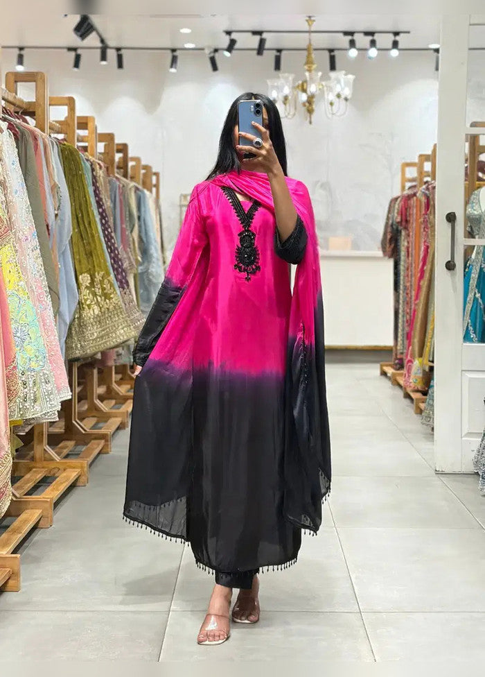 3 Pc Pink Silk Suit Set