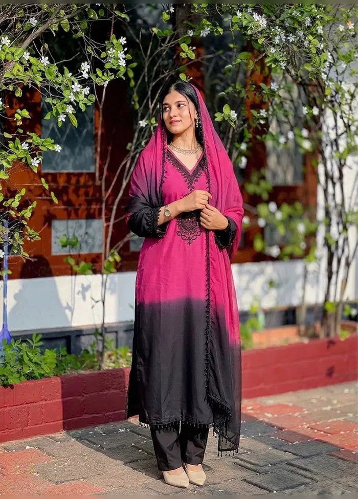 3 Pc Pink Silk Suit Set