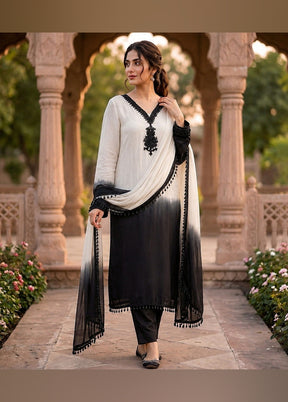 3 Pc Cream Silk Suit Set