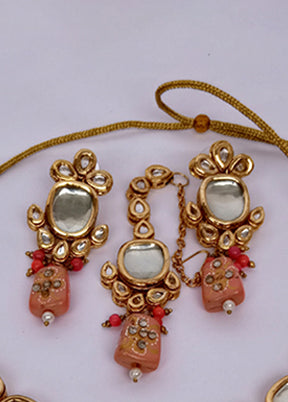 Yellow Kundan Jewellery Set With Mangtika - Indian Silk House Agencies