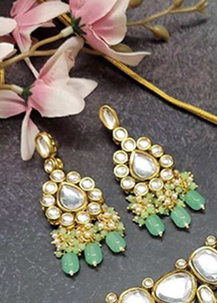 Green Kundan Polki Jewellery Set With Mangtika - Indian Silk House Agencies