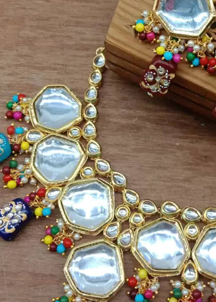 Multicolor Polki Kundan Choker Set - Indian Silk House Agencies