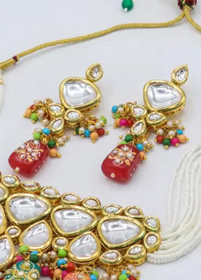 Multicolor Beaded Kundan Choker Set - Indian Silk House Agencies