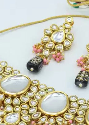 Black Beaded Kundan Choker Set With Mangtika - Indian Silk House Agencies