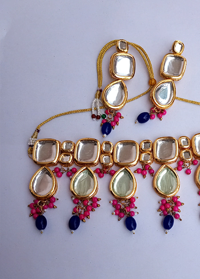 Kundan Studded Blue Jewellery Set - Indian Silk House Agencies
