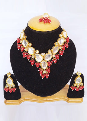 Golden Kundan Alloy Wedding Bridal Necklace Set - Indian Silk House Agencies