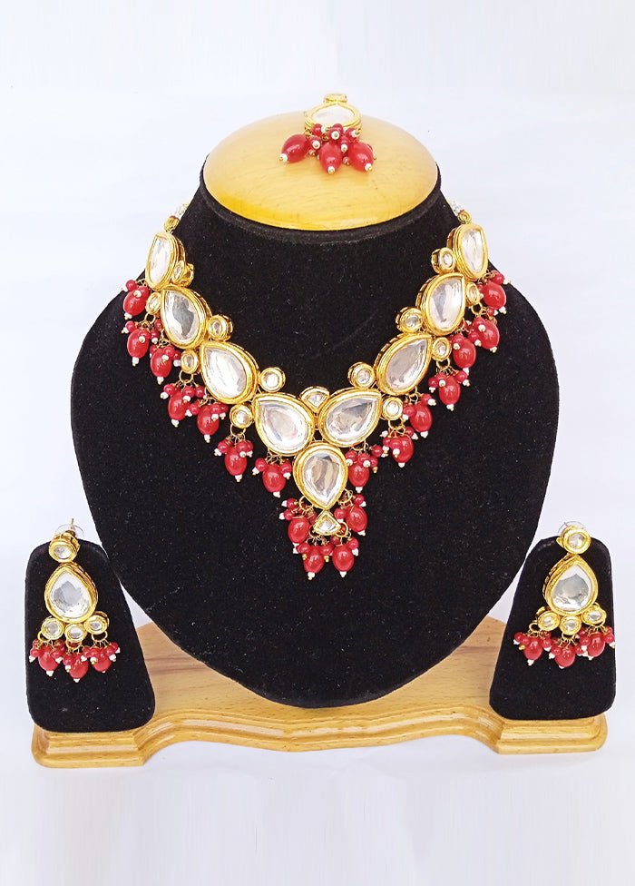 Golden Kundan Alloy Wedding Bridal Necklace Set - Indian Silk House Agencies