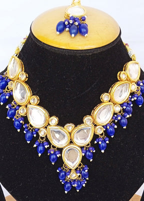 Golden Kundan Alloy Wedding Bridal Necklace Set - Indian Silk House Agencies