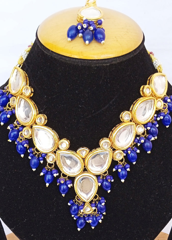Golden Kundan Alloy Wedding Bridal Necklace Set - Indian Silk House Agencies